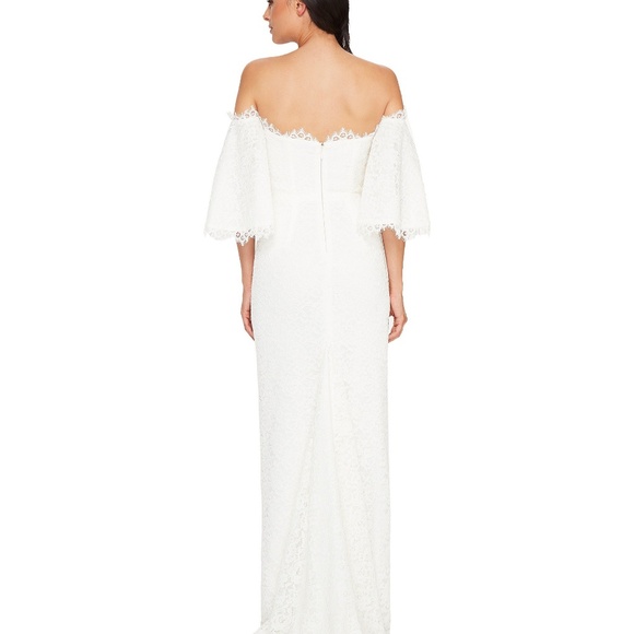 Nicole Miller Lace Off-The-Shoulder Wedding Dress - Picture 3 of 8